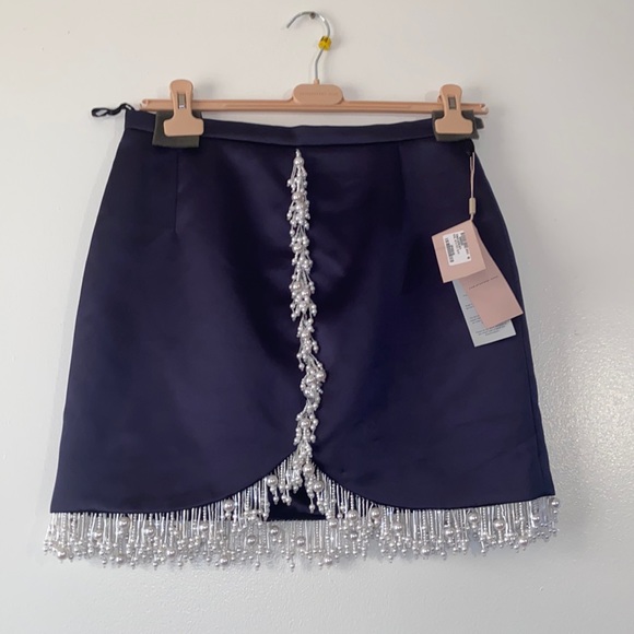 Pearl Satin mini skirt